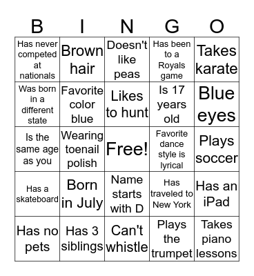 CSA Company Bingo Card