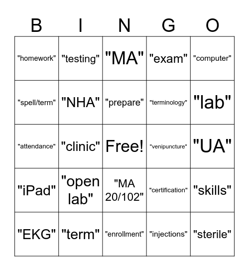 MA Product Knowledge BINGO Card