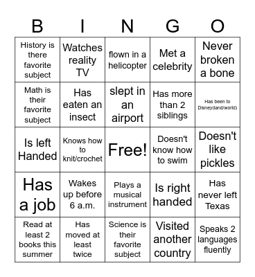 Find Someone Who... Bingo Card