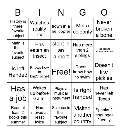 Find Someone Who... Bingo Card