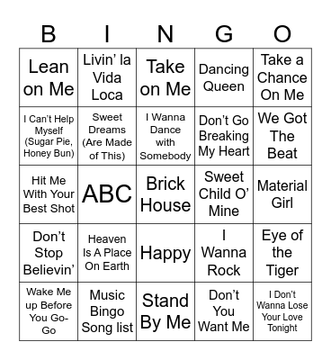 Music Bingo Card