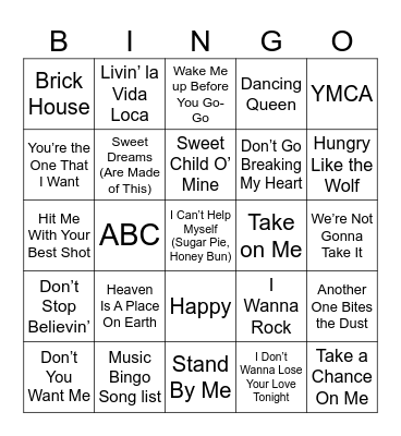 Music Bingo Card