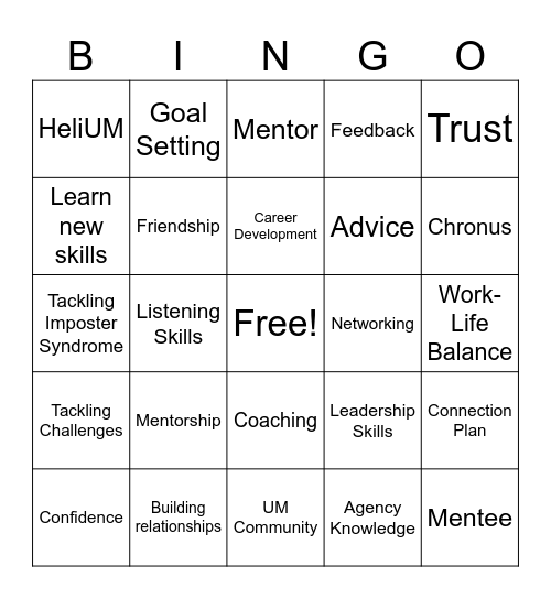 HeliUM Speed Networking! Bingo Card