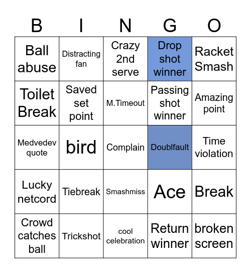 Zverev-Medvedev Bingo Card