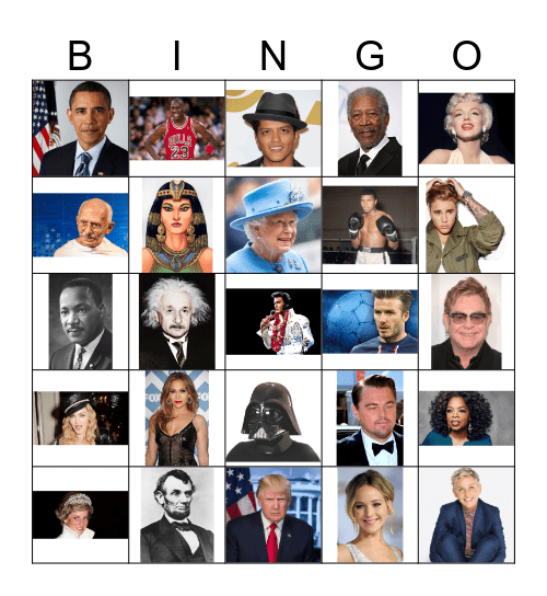 Famous Faces Bingo Card