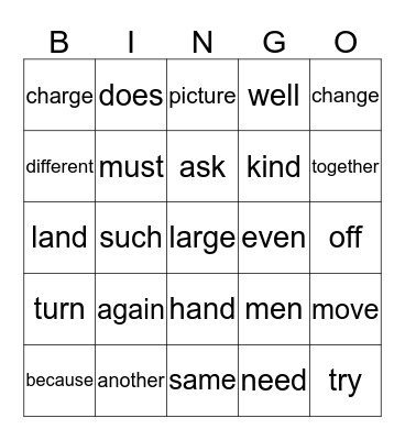 sight words(151-175) Bingo Card