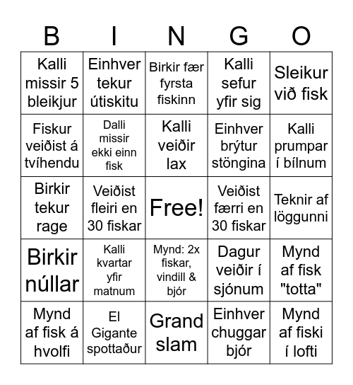 Lýsa Bingo Card