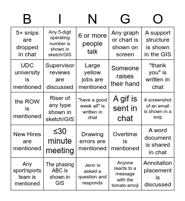 PC26 Staff Meeting Bingo 2023 Bingo Card