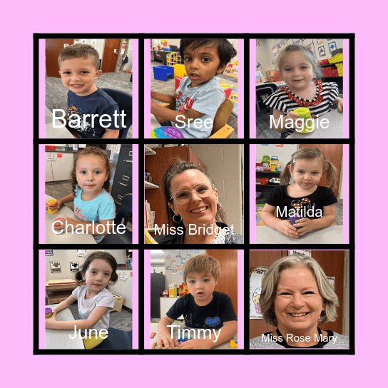 Miss Bratton's Class Bingo Card