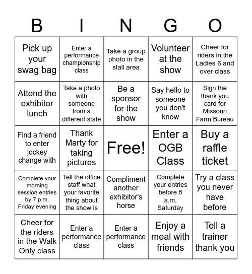 Region 4 Fall Festival Bingo Card
