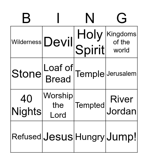 Temptation of Jesus Bingo Card