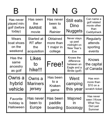 RT Summer Fun Event 2023 Bingo Card