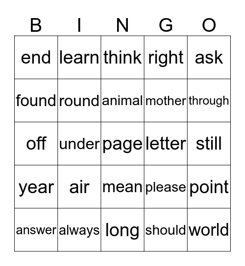 sight words(176-200) Bingo Card