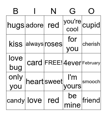 Happy Valentine's Day Bingo Card