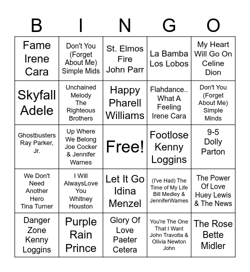 Bingo Movie Themes Bingo Card