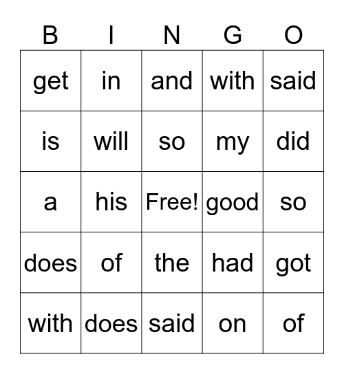 14 Bingo Card