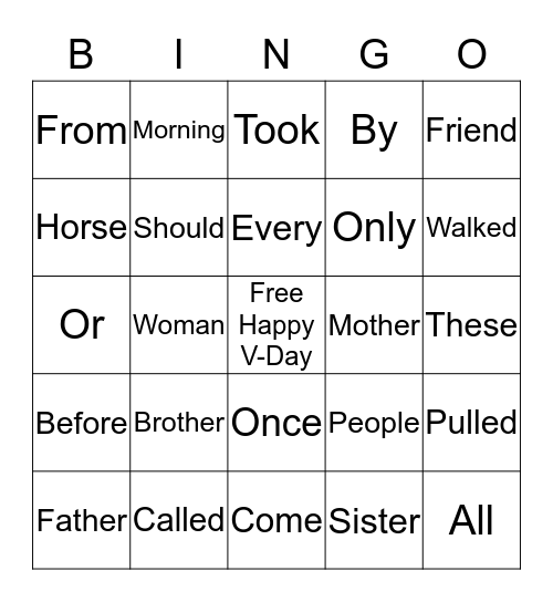 Happy Valentine's Day Game Bingo Card