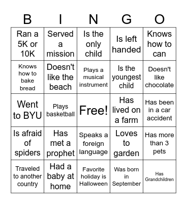 Fall in with Friends Bingo Card