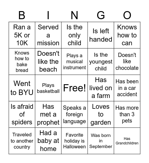 Fall in with Friends Bingo Card