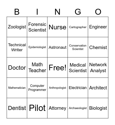 Careers That Use Math! Bingo Card