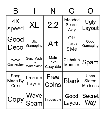 GD recent tab Bingo Card