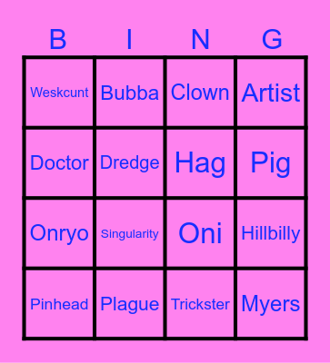 DBD Killer Bingo Card