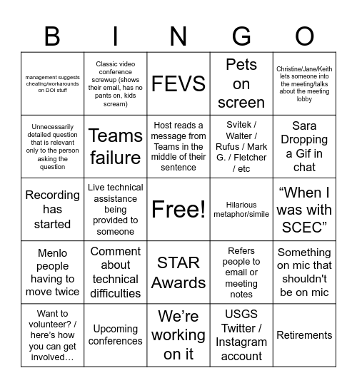 ESC All Hands Bingo Card