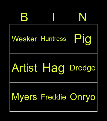 DBD Killer Bingo Card