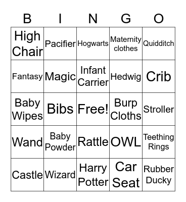 HARRY POTTER BABY BINGO Card