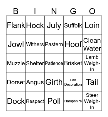 4H Bingo Card
