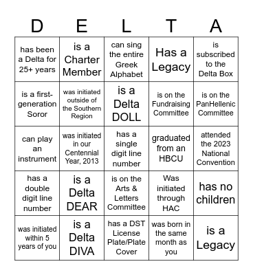 HAC Retreat "Find A Soror Who" Bingo Card