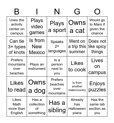 Icebreaker BINGO Card