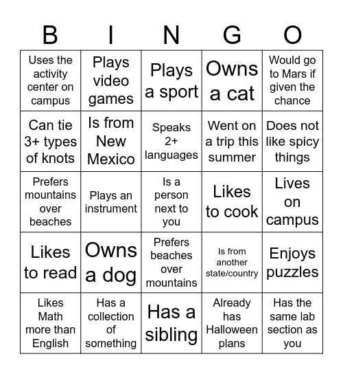 Icebreaker BINGO Card