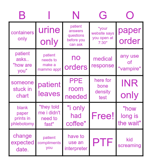 LAB BINGO Card