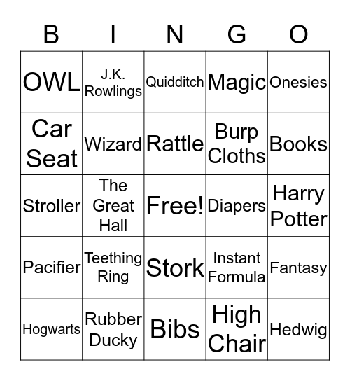 HARRY POTTER BABY BINGO Card