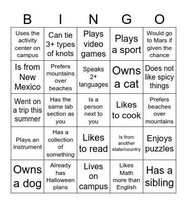 Icebreaker BINGO Card