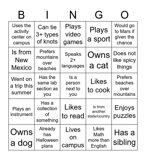 Icebreaker BINGO Card