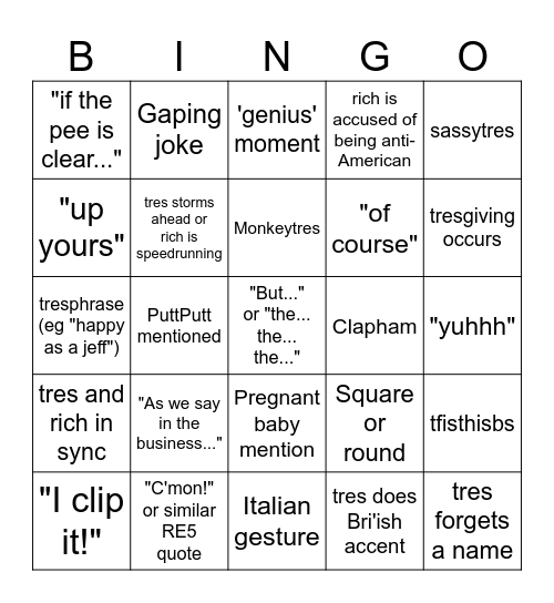 tres bingo Card