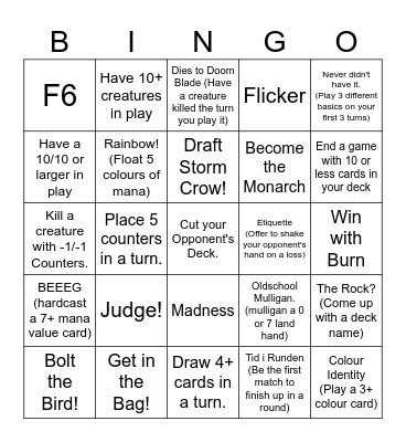 Cube Bingo Card
