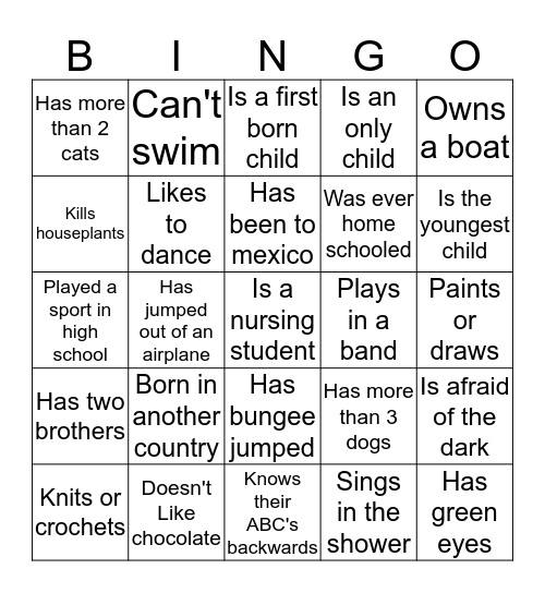 People Bingo Card