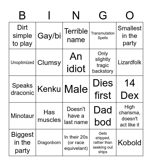 Patrick's Characters Bingo Card