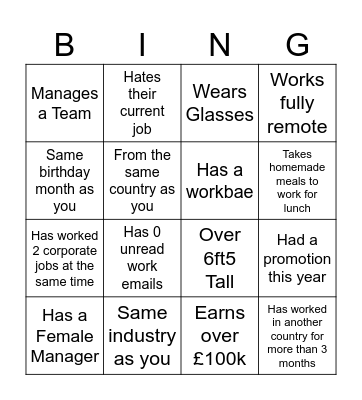 Corporate 'N' Chill Bingo Card