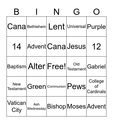 Facts About the Catholic Chruch Bingo Card