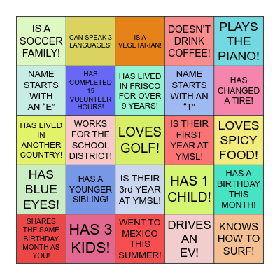 YMSL - ICE BREAKER GAME! Bingo Card