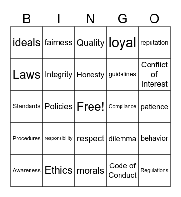 Ethics BINGO Card