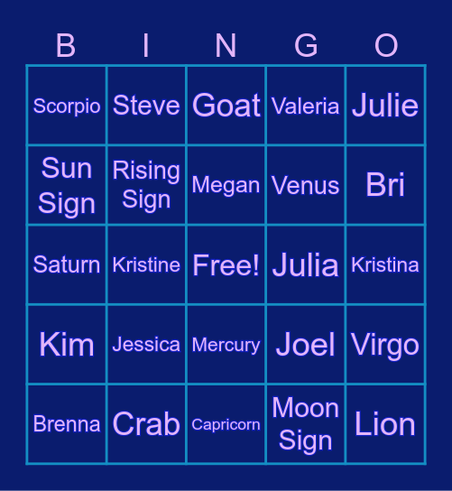 Astrology Bingo Card