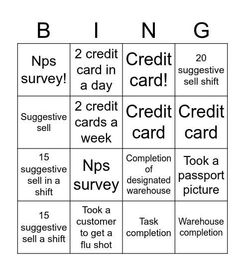 Bingoo!! Bingo Card