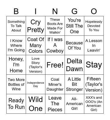 Country Queens BLACKOUT ROUND Bingo Card