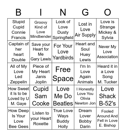 Valentine Bingo Card