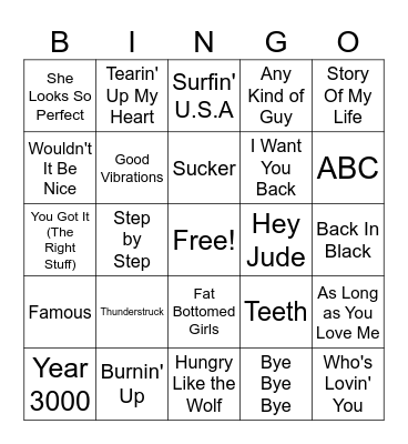 BOYBAND BINGO Card